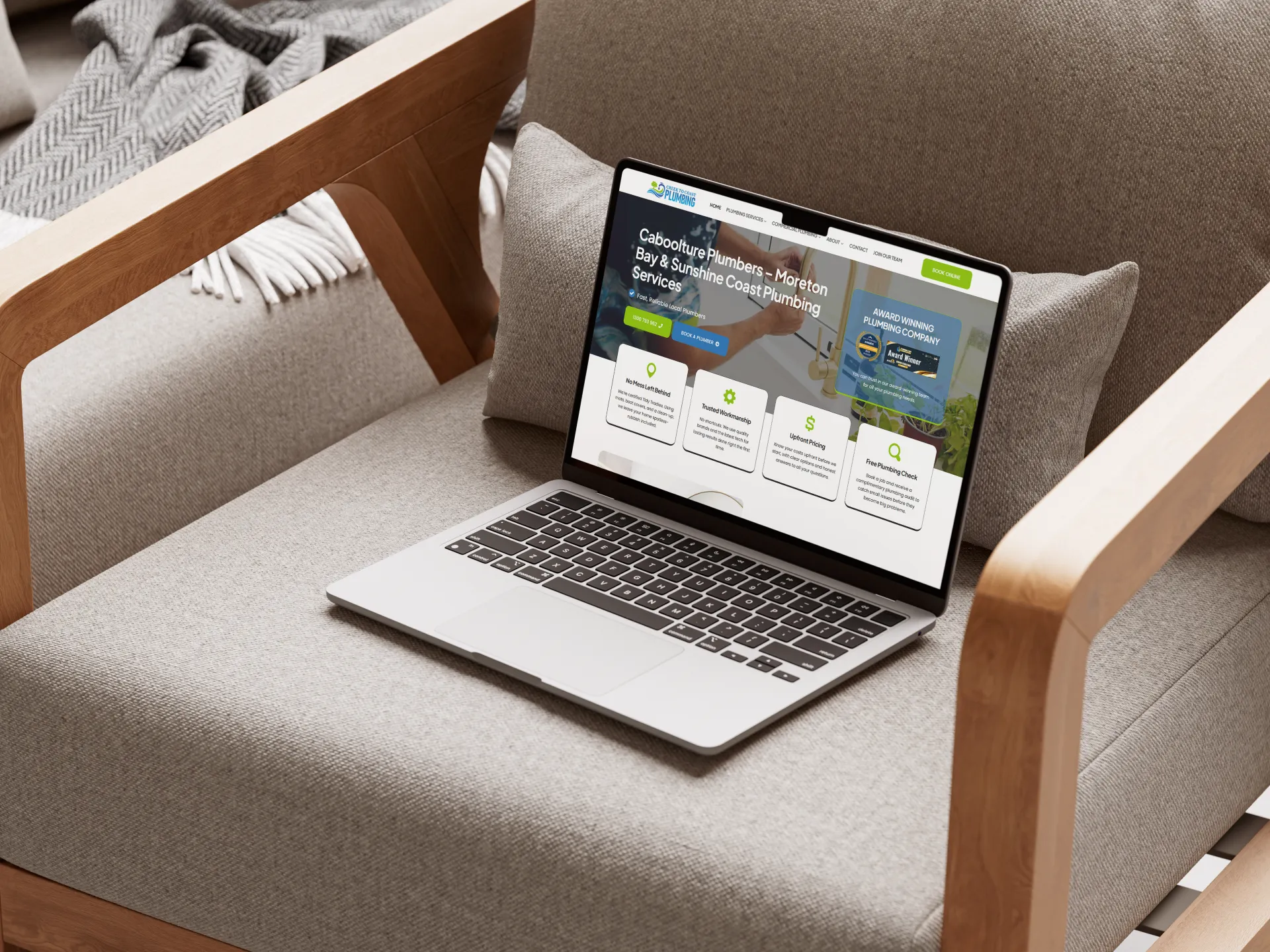 Creek to Coast Plumbing website mockup