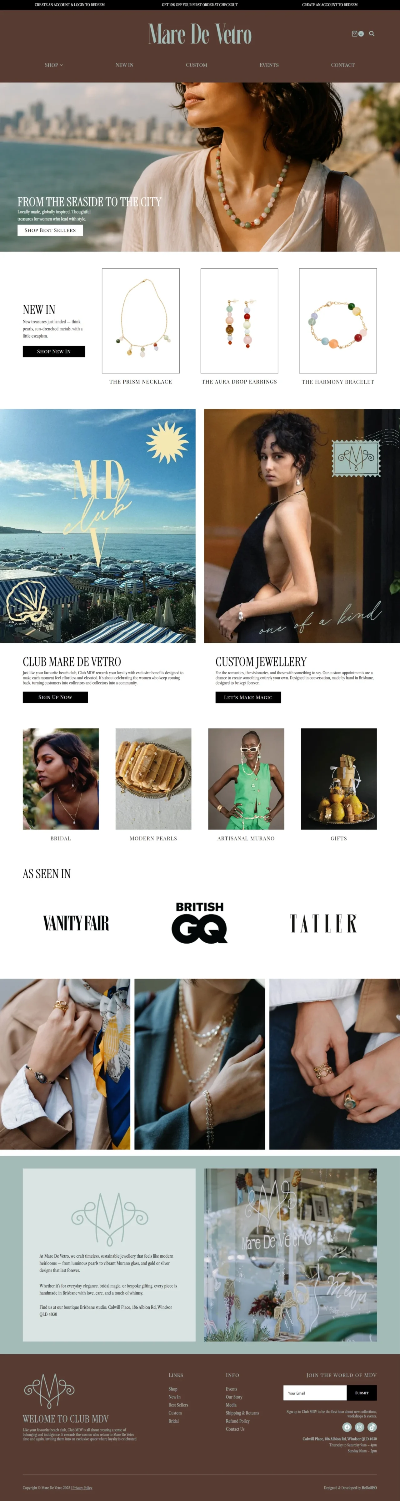 Mare De Vetro website, full page