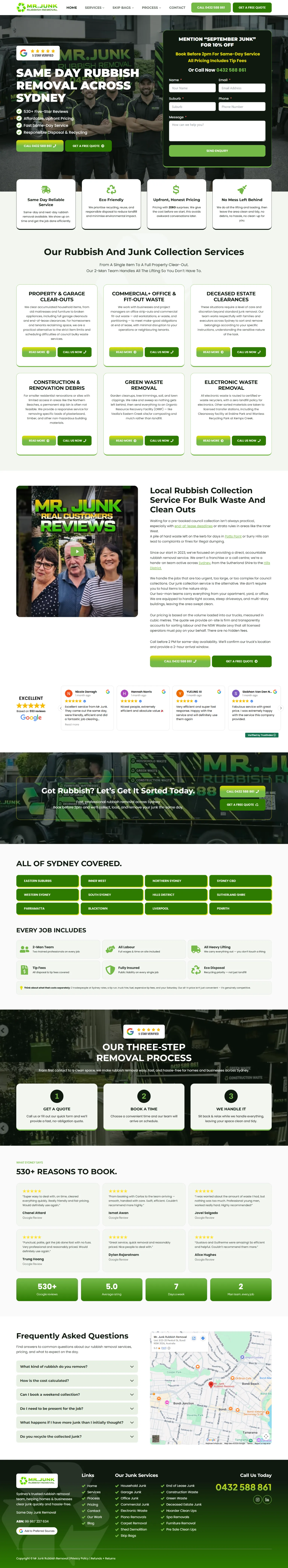 Mr. Junk Rubbish Removal website, full page