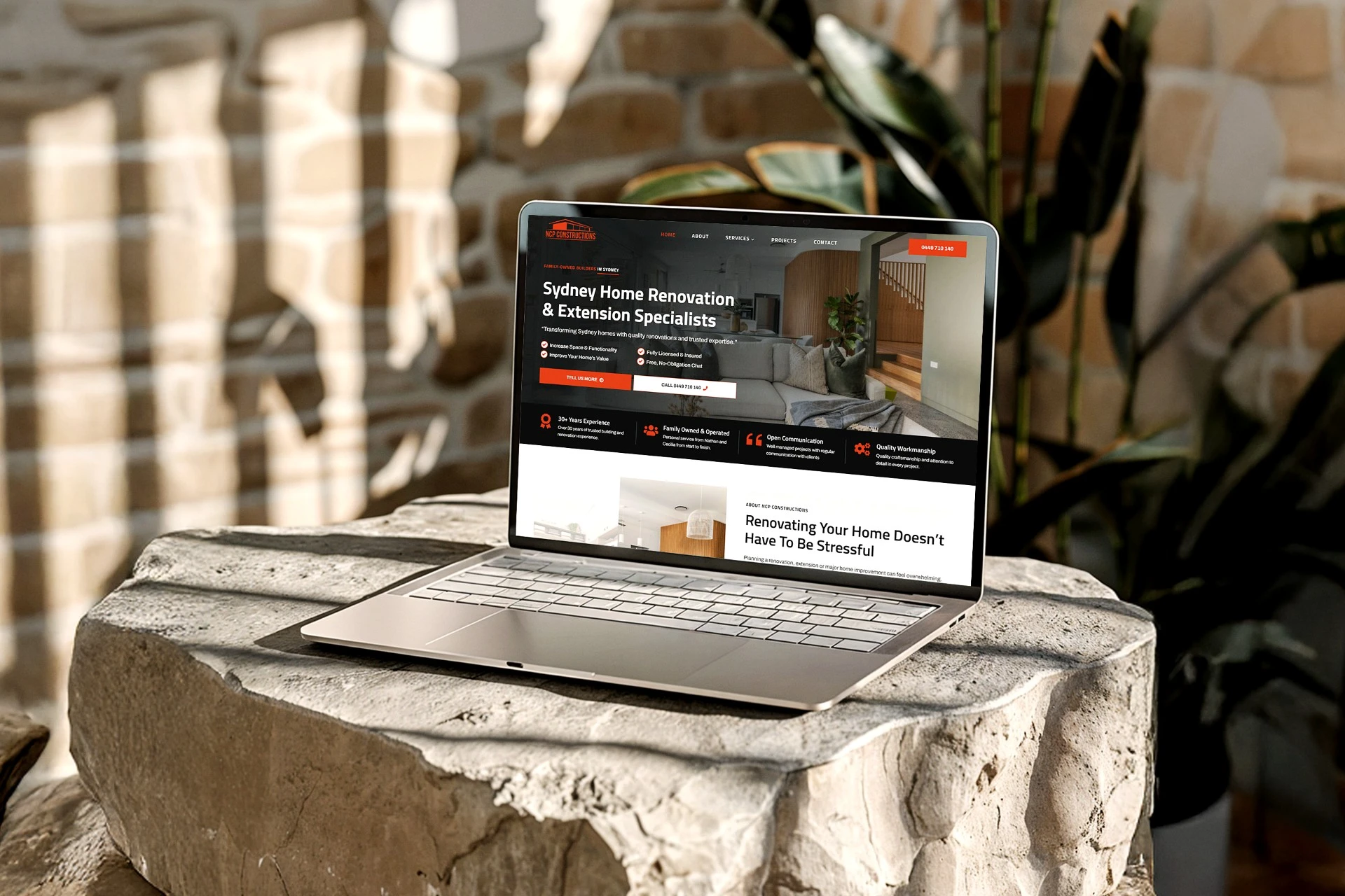 NCP Constructions website mockup