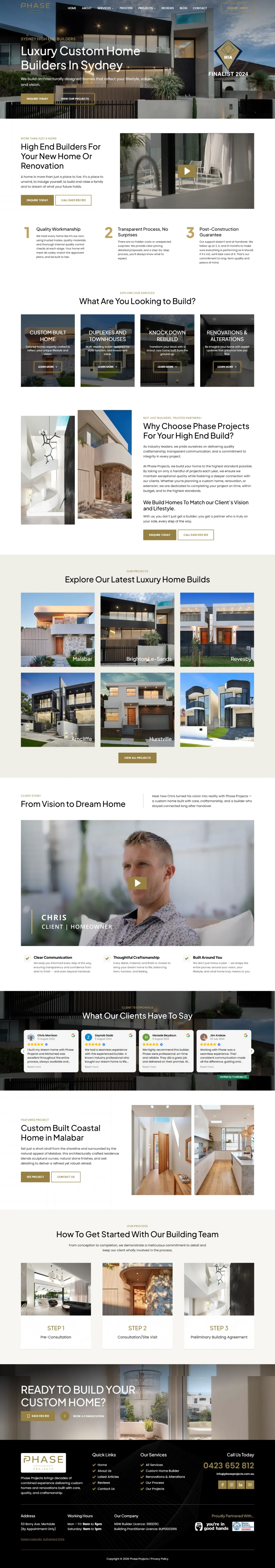 Phase Projects website, full page