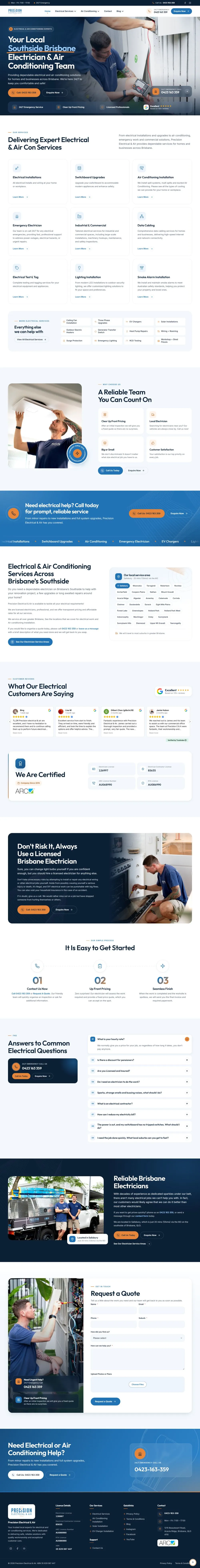 Precision Electrical & Air website, full page