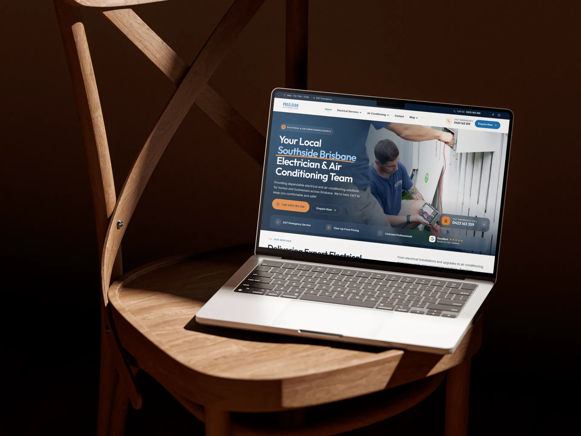 Precision Electrical & Air website mockup