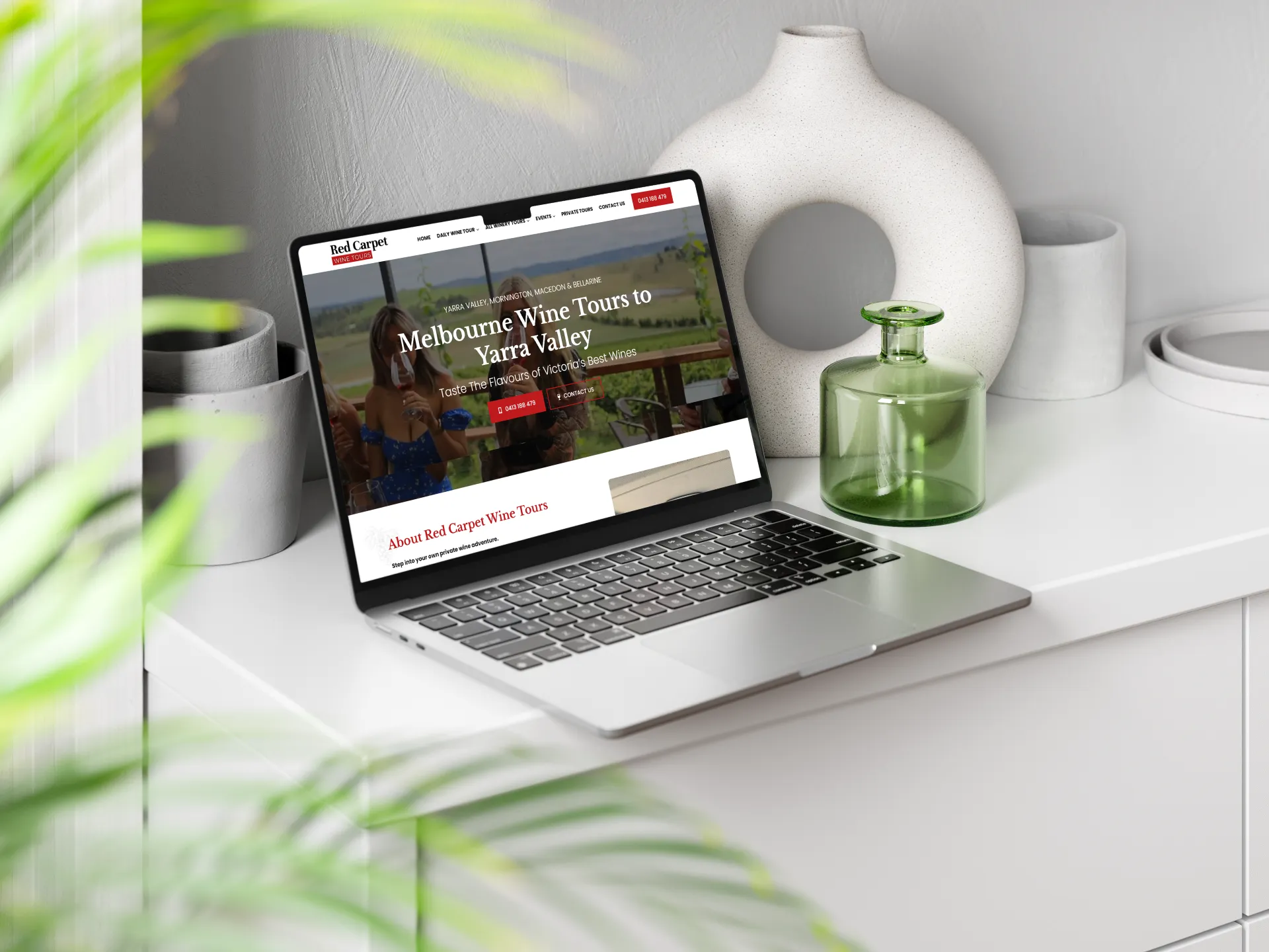 Red Carpet Wine Tours website mockup
